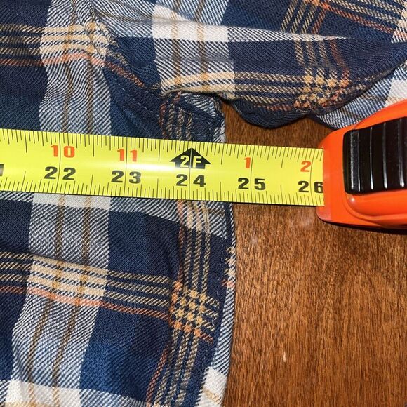 Ariat Retro Fit Flannel Shirt Mens XL Blue Tan Plaid Western Pearl Snap Cotton - Picture 5 of 5